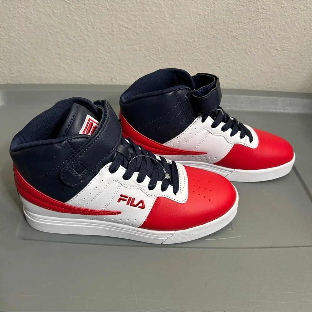 Fila Red and Blue High-Top Sneakers